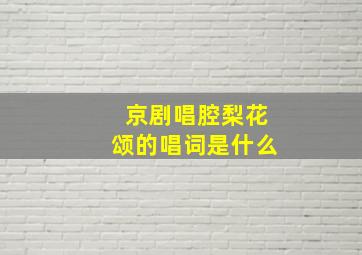 京剧唱腔梨花颂的唱词是什么