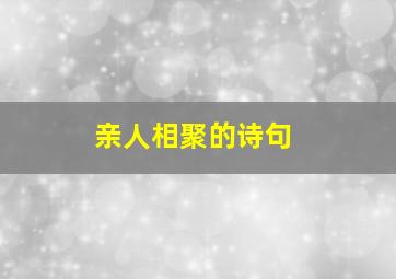 亲人相聚的诗句