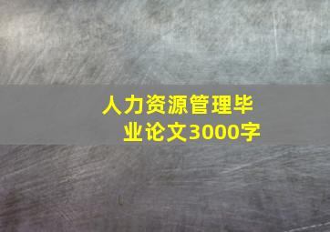 人力资源管理毕业论文3000字