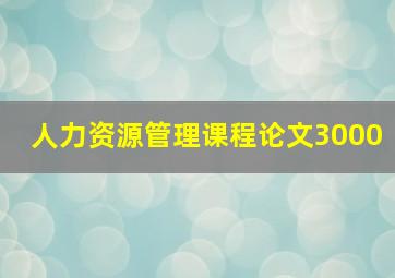 人力资源管理课程论文3000