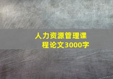 人力资源管理课程论文3000字