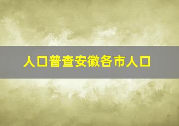 人口普查安徽各市人口