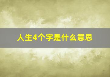 人生4个字是什么意思