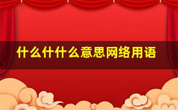 什么什什么意思网络用语