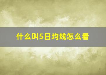 什么叫5日均线怎么看