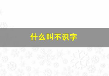 什么叫不识字