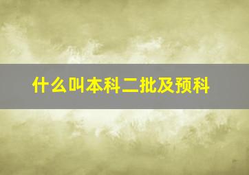 什么叫本科二批及预科