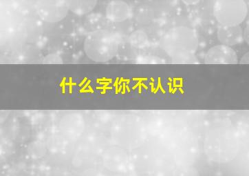 什么字你不认识