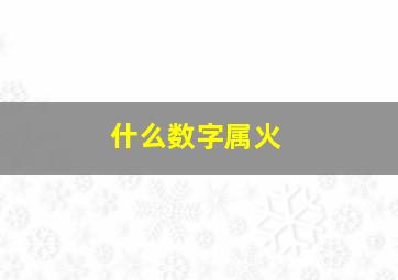 什么数字属火