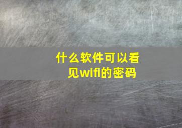 什么软件可以看见wifi的密码