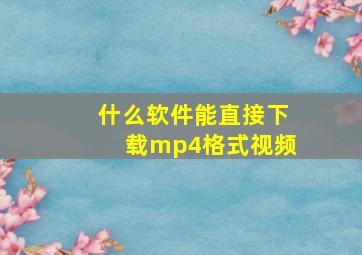 什么软件能直接下载mp4格式视频