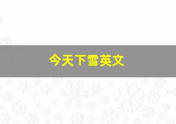 今天下雪英文