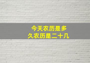 今天农历是多久农历是二十几