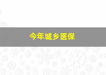 今年城乡医保