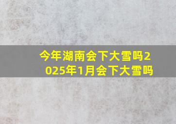 今年湖南会下大雪吗2025年1月会下大雪吗