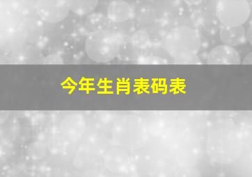 今年生肖表码表