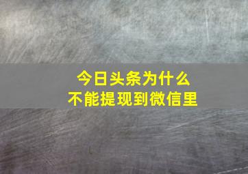 今日头条为什么不能提现到微信里