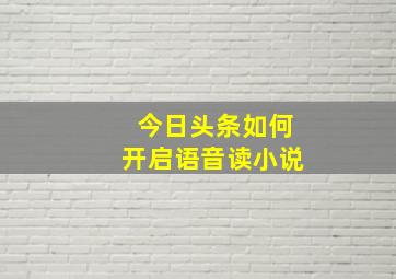 今日头条如何开启语音读小说