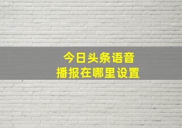 今日头条语音播报在哪里设置