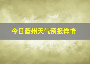 今日衢州天气预报详情