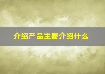 介绍产品主要介绍什么