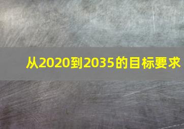 从2020到2035的目标要求