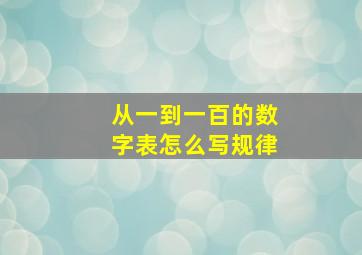 从一到一百的数字表怎么写规律