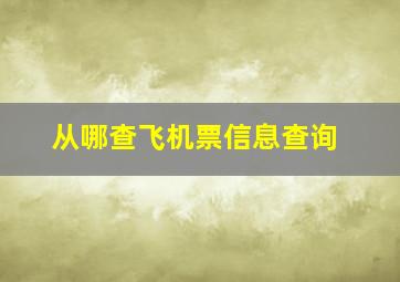 从哪查飞机票信息查询