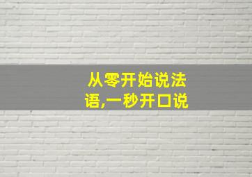 从零开始说法语,一秒开口说