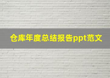 仓库年度总结报告ppt范文