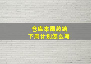 仓库本周总结下周计划怎么写