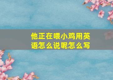 他正在喂小鸡用英语怎么说呢怎么写