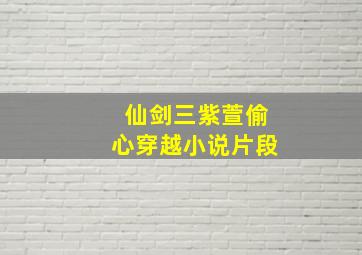 仙剑三紫萱偷心穿越小说片段