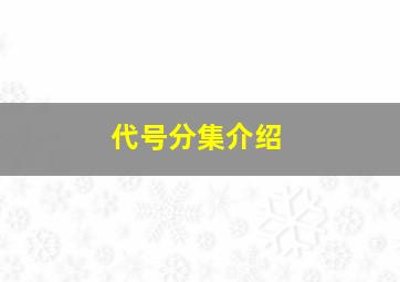 代号分集介绍