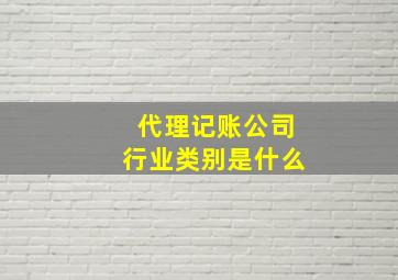 代理记账公司行业类别是什么