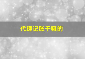 代理记账干嘛的