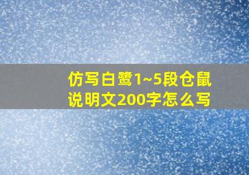 仿写白鹭1~5段仓鼠说明文200字怎么写