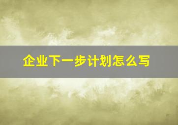 企业下一步计划怎么写