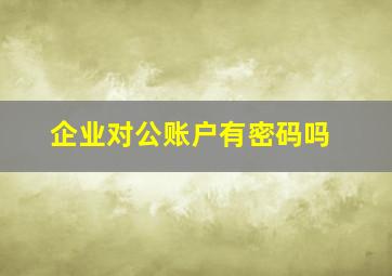 企业对公账户有密码吗