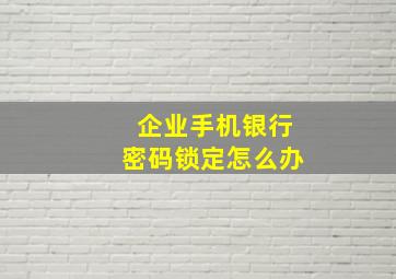 企业手机银行密码锁定怎么办