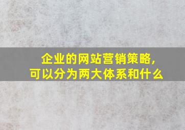 企业的网站营销策略,可以分为两大体系和什么