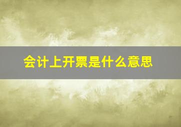 会计上开票是什么意思