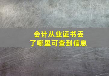 会计从业证书丢了哪里可查到信息