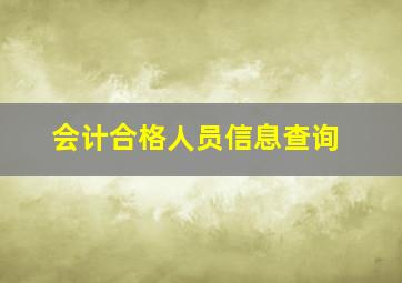 会计合格人员信息查询