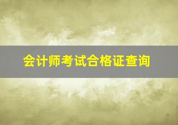 会计师考试合格证查询