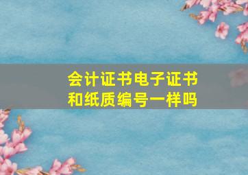 会计证书电子证书和纸质编号一样吗