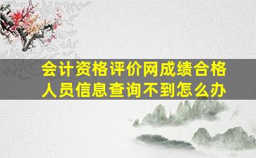 会计资格评价网成绩合格人员信息查询不到怎么办