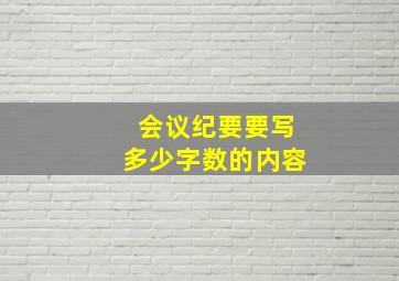 会议纪要要写多少字数的内容