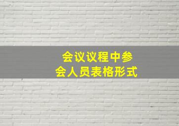 会议议程中参会人员表格形式