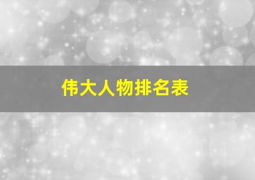 伟大人物排名表